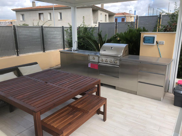 Outdoor Stainless Steel Kitchen Cabinet, Case From Sardegna, Italy