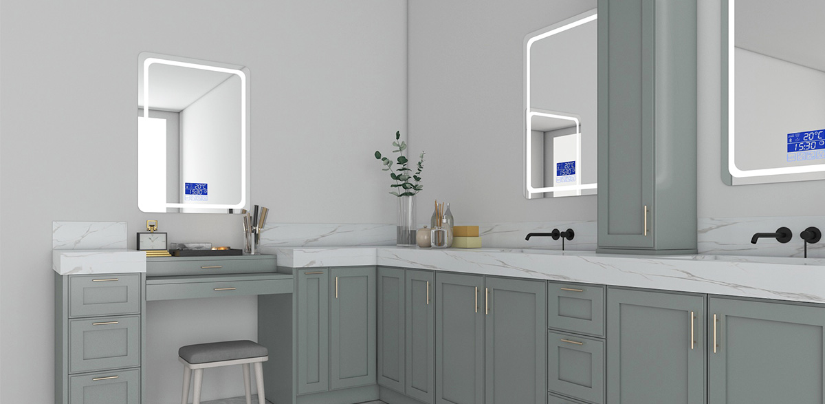 glossy white bathroom vanity