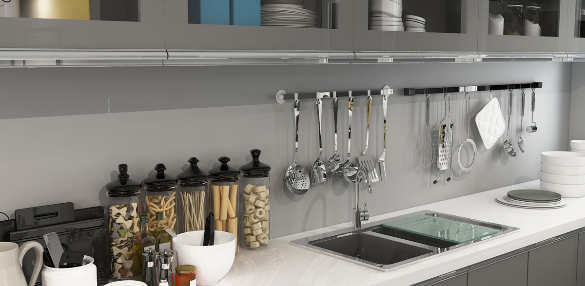 gray colored kitchen cabinets