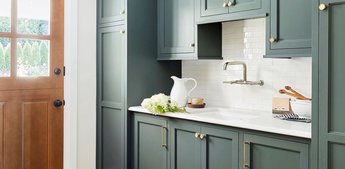 navy painted kitchen cabinets