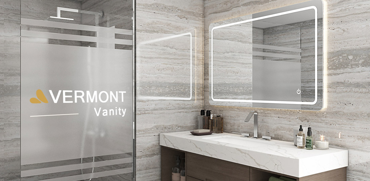 custom wood veneer bathroom vanity design